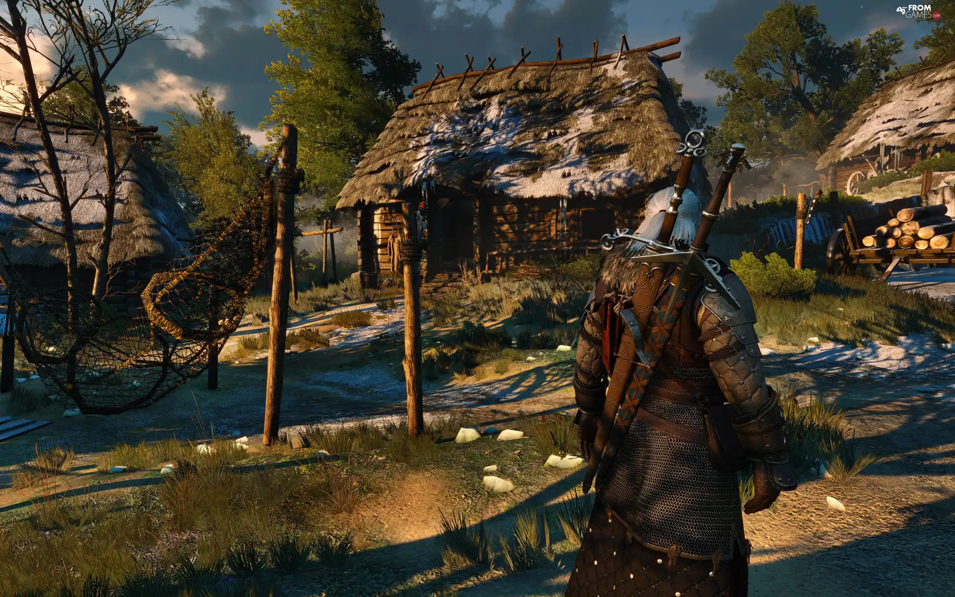 The Witcher 3 Wild Hunt, game, village, Houses, Geralt, The Witcher 3 Wild Hunt