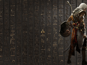 Assassins Creed Origins, wall, Hieroglyphics, Bayek