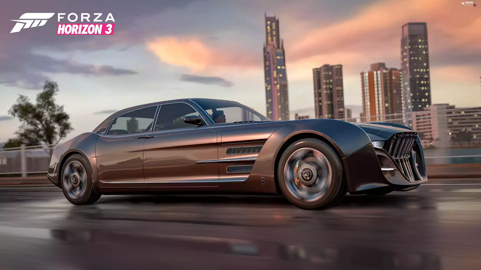 game, Forza Horizon 3, Way, skyscrapers, Automobile