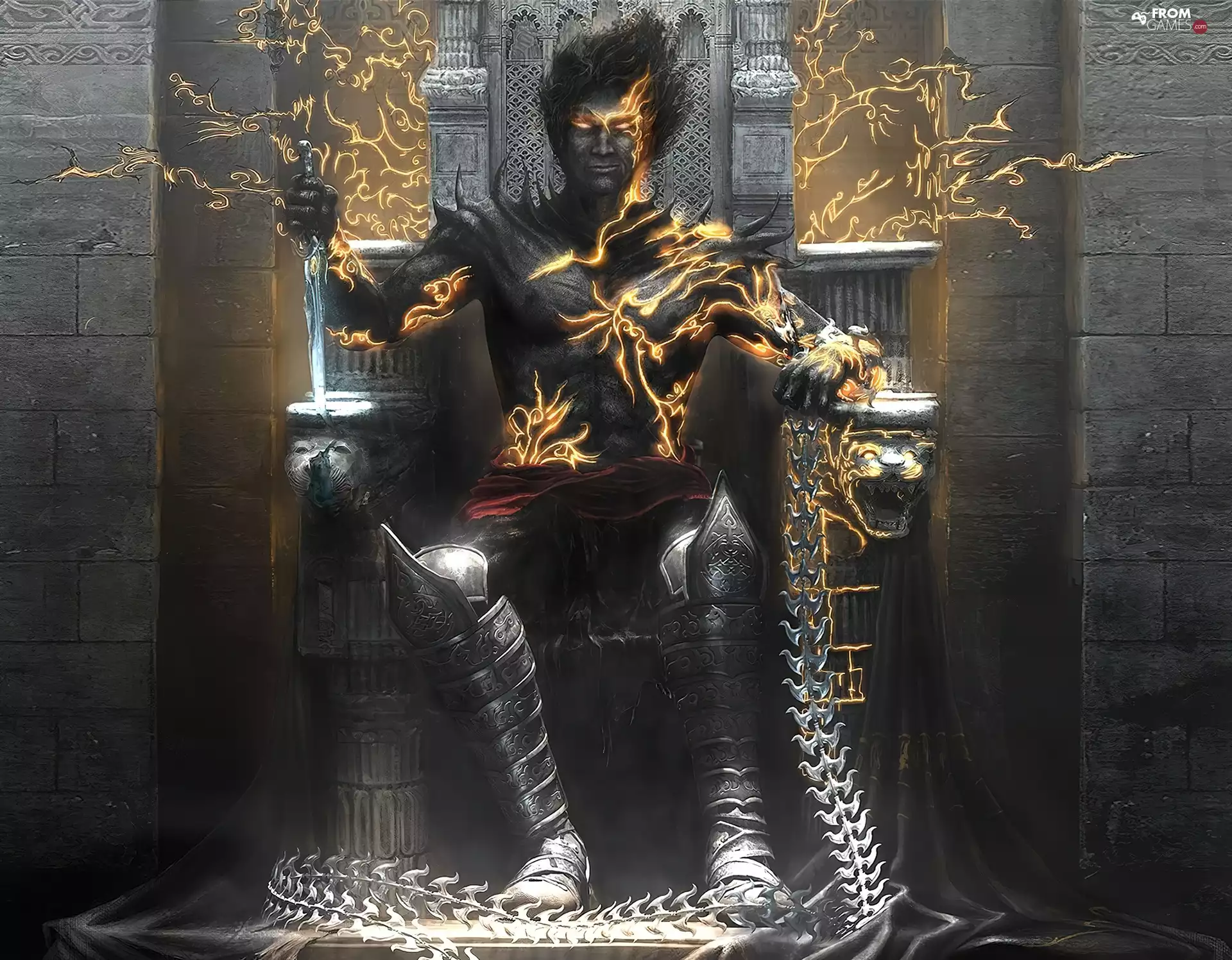 sword, a man, the throne