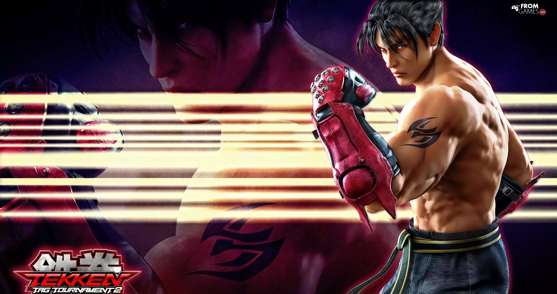 a man, Tekken Tag Tournament 2, neon, Jin Kazama