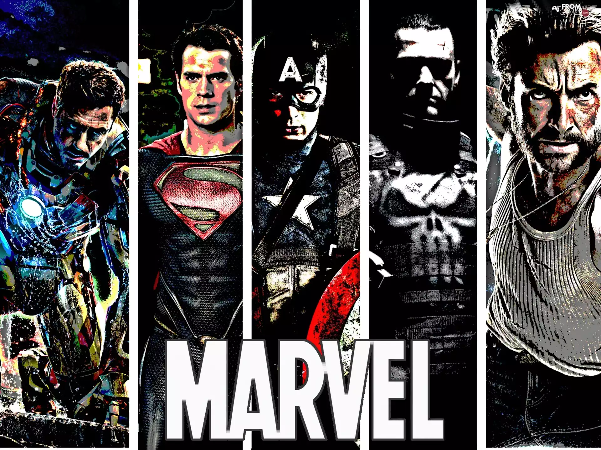Heroes, Marvel, Heroes, Iron Man, X Men, Wolverine, captain America, Punisher, superman