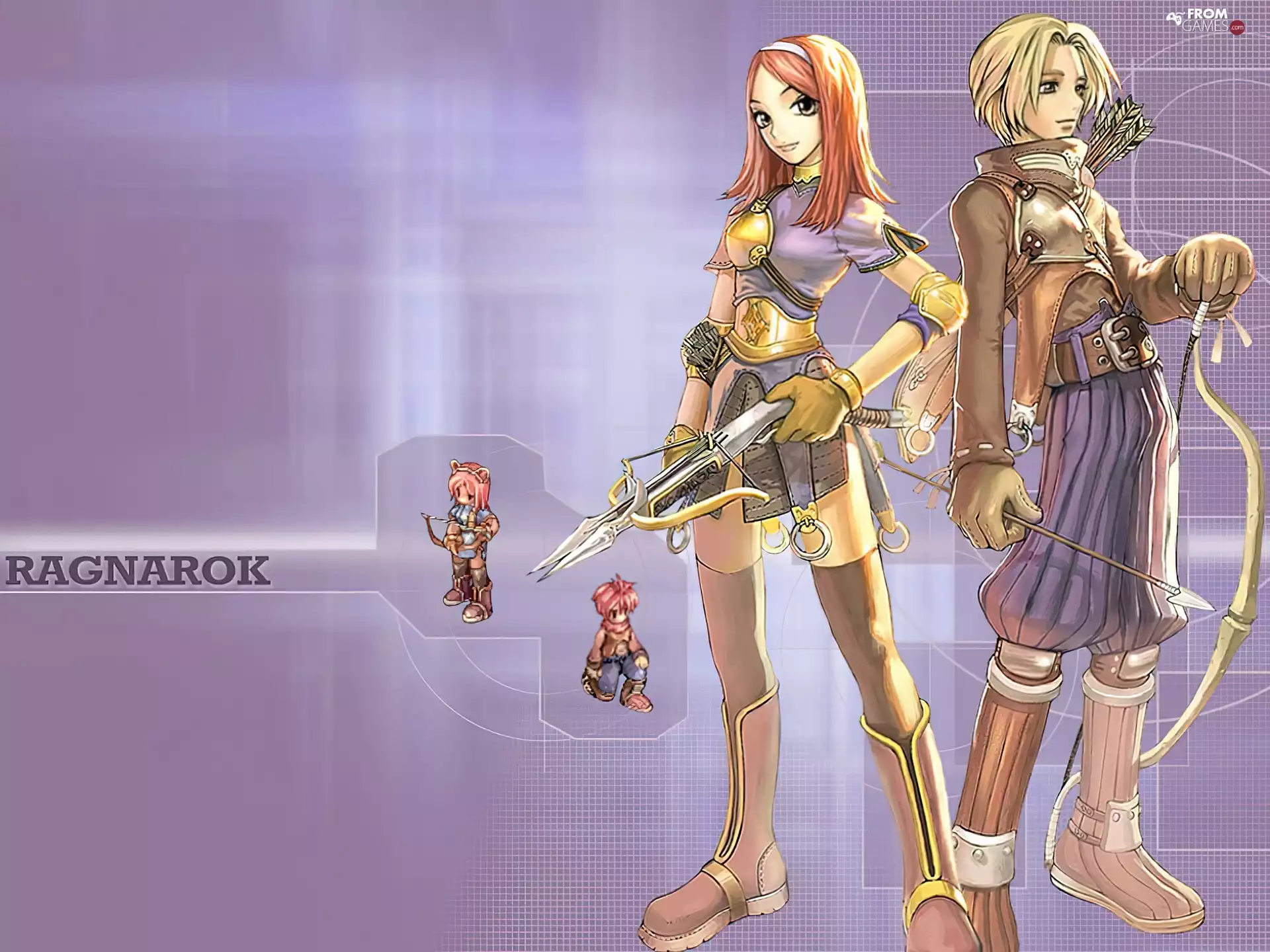 a man, Characters, arrows, Women, Ragnarok, arbalest, Bow