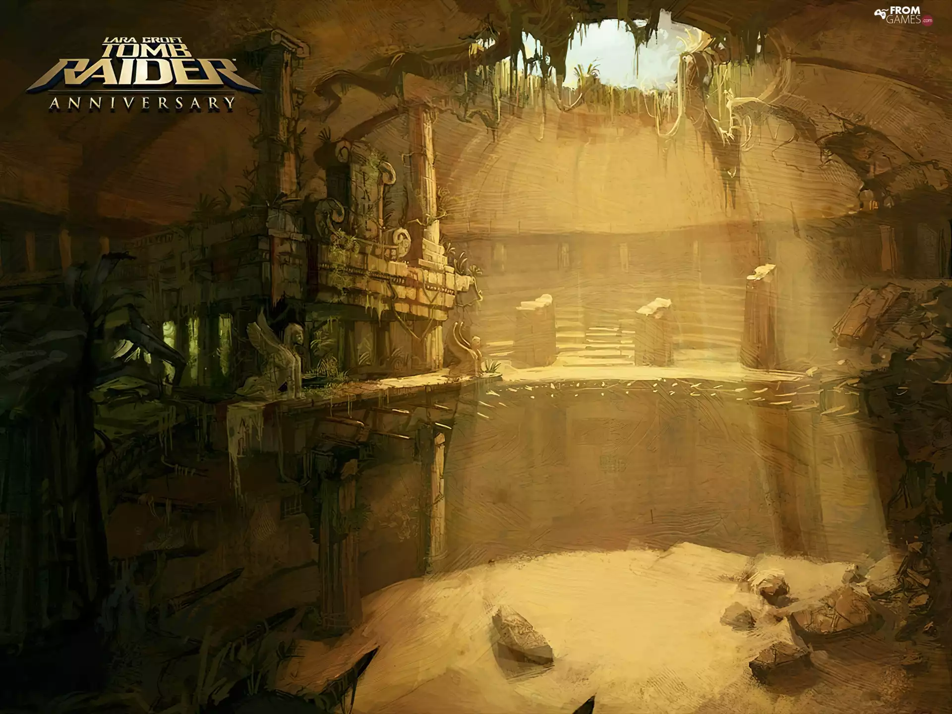 cave, barrow, luminosity, ligh, flash, temple, Tomb Raider Anniversary, sun