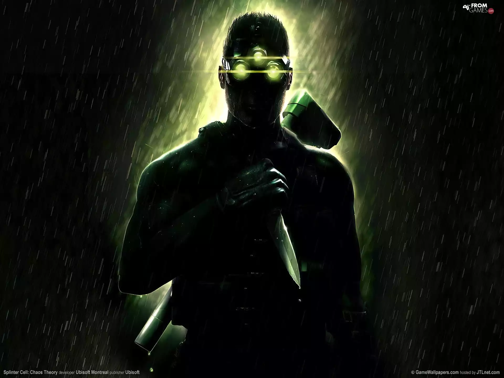 knife, Rain, Splinter Cell, a man