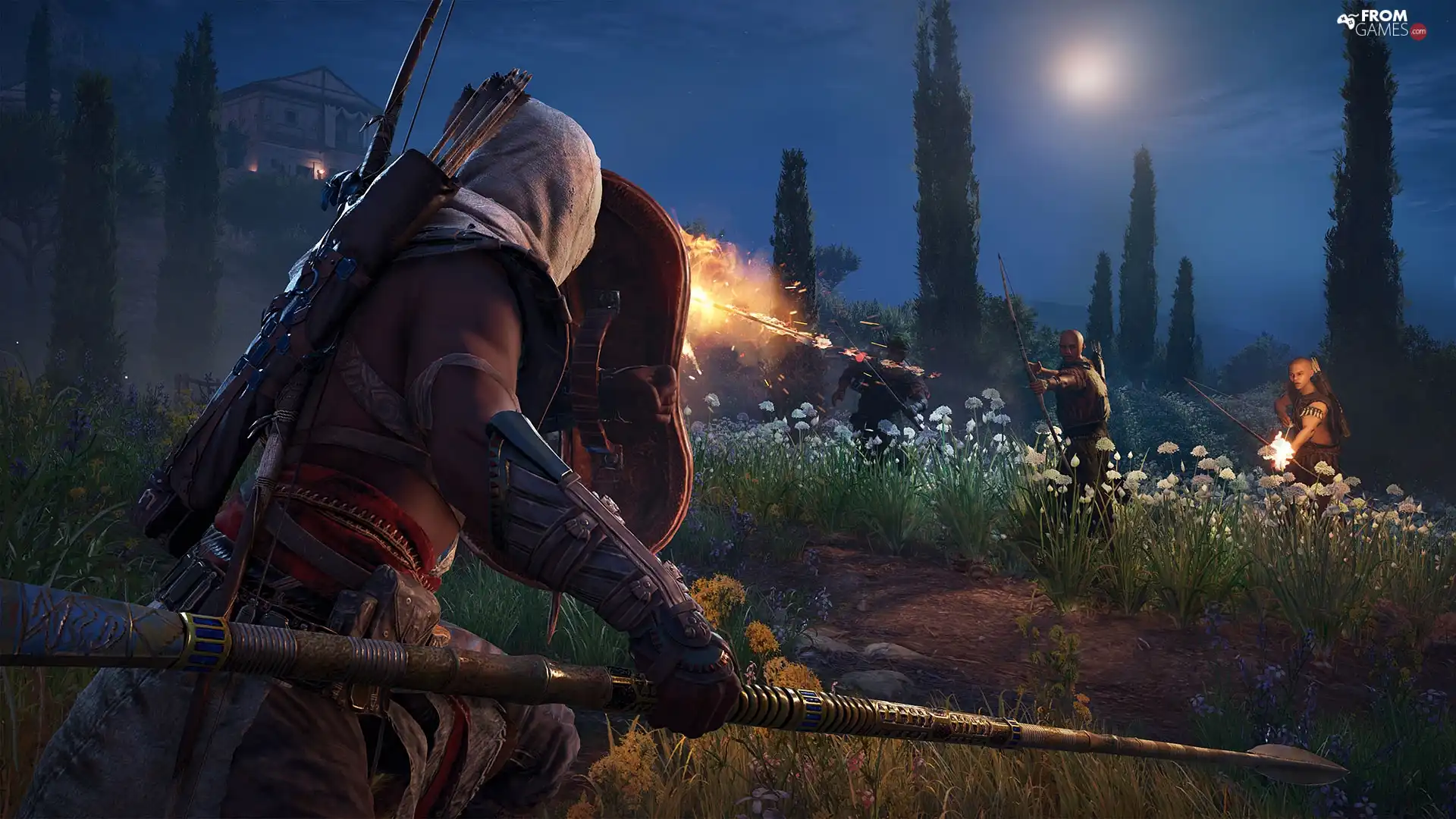 Bow, Fight, Assassins Creed Origins, Bayek, game