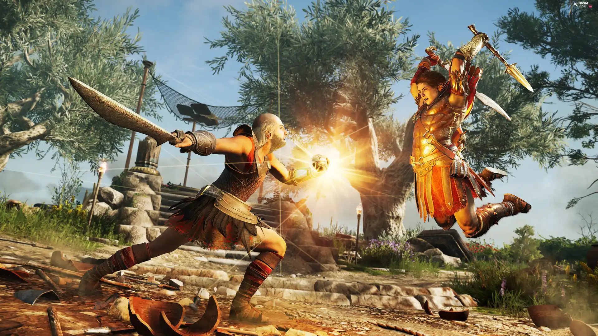 Characters, game, Assassins Creed Odyssey, Fight