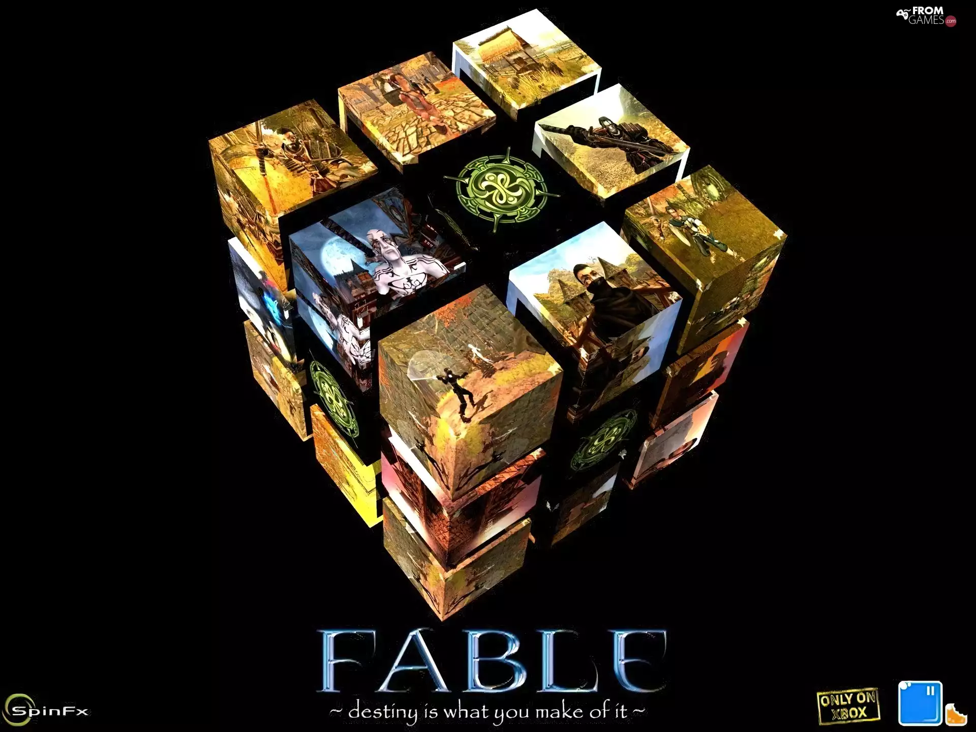 Fable, logo, Paintings, cube
