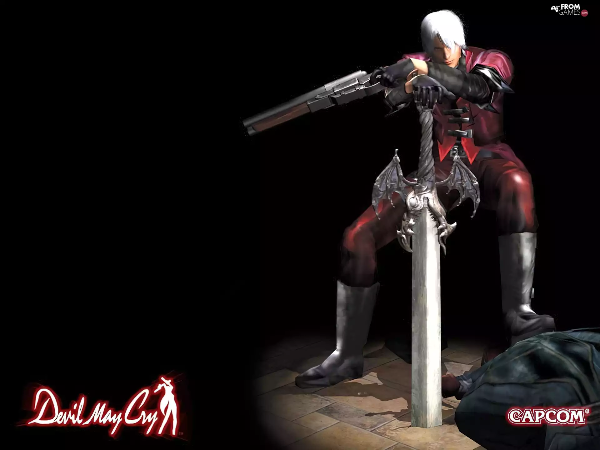 Dante, sword, gun