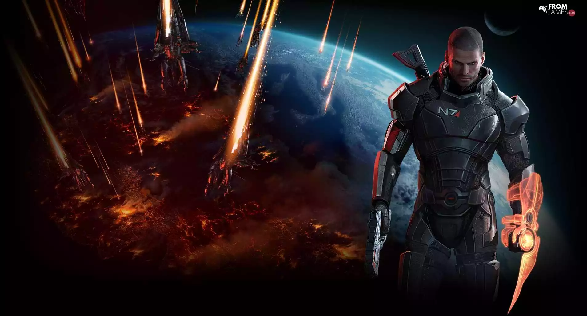 Mass Effect, harvester, land, Shepard