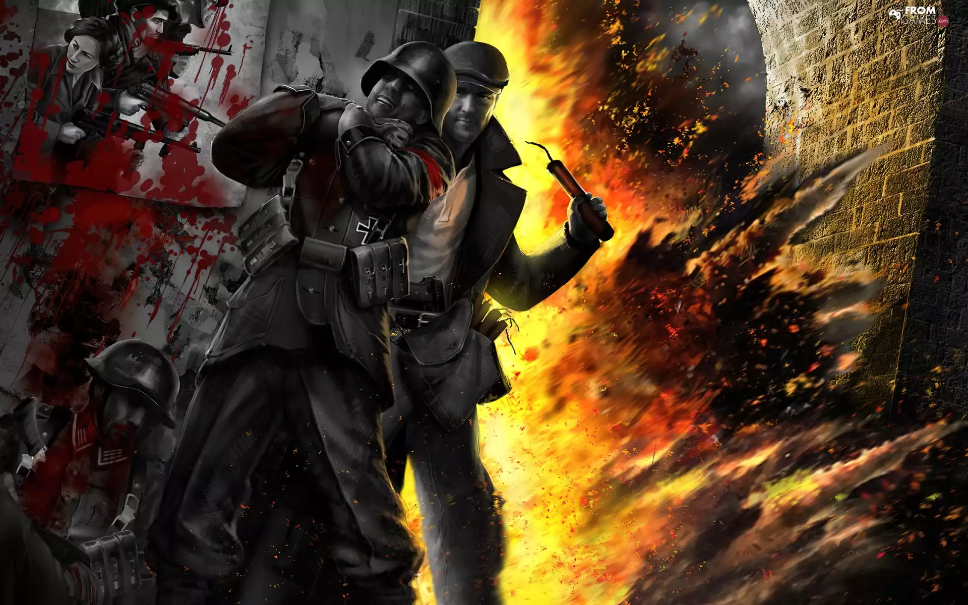 blood, The Saboteur, explosion