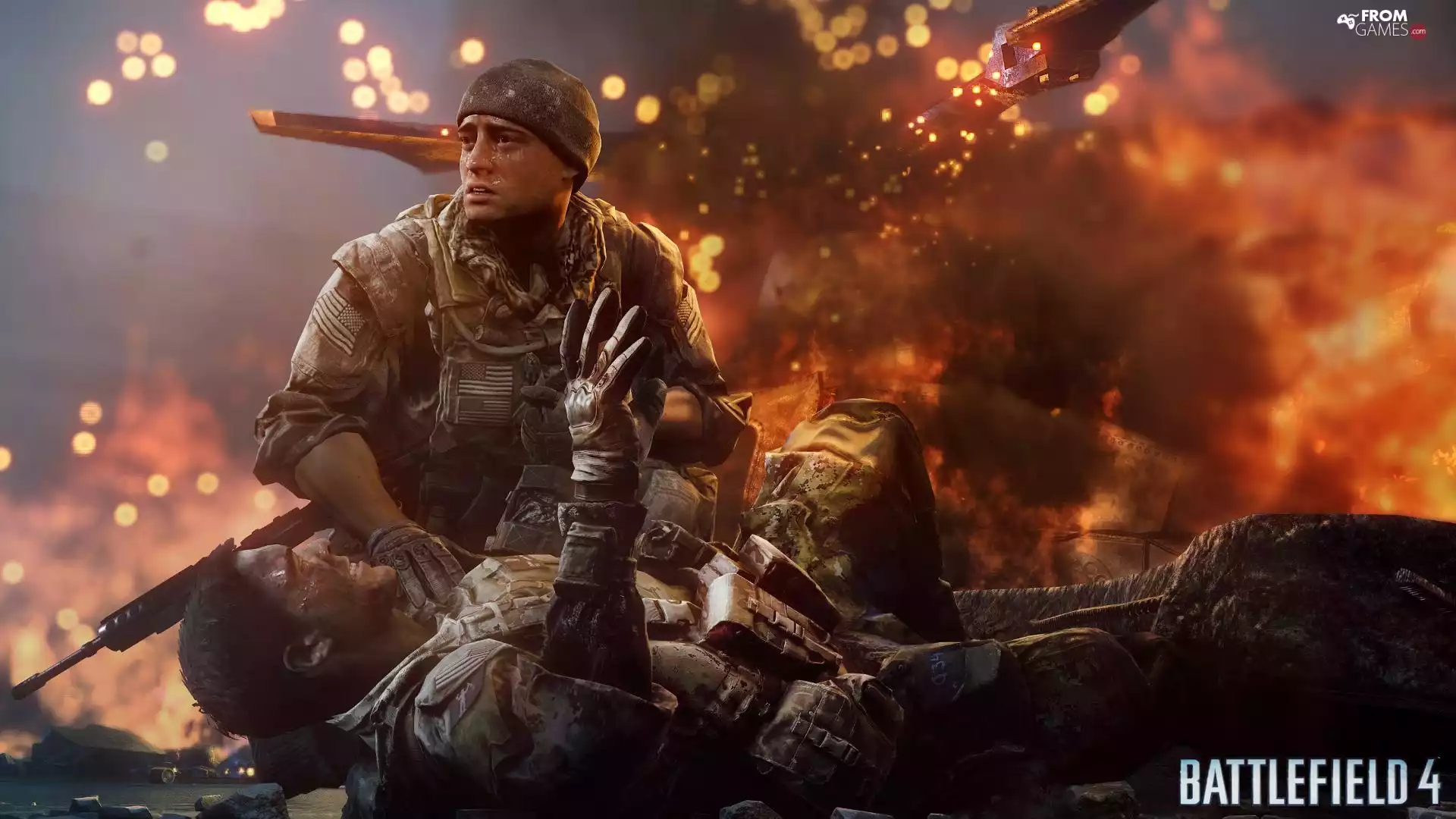 Field, Battle, soldiers, Explosions, Battlefield 4
