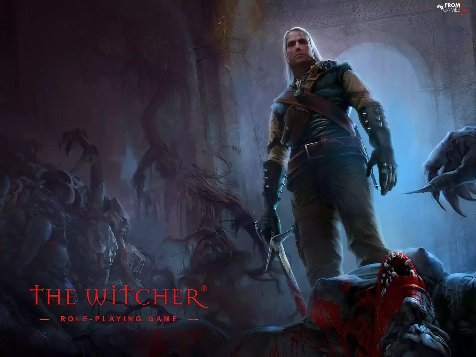 the witcher, sword, fantasy, a man