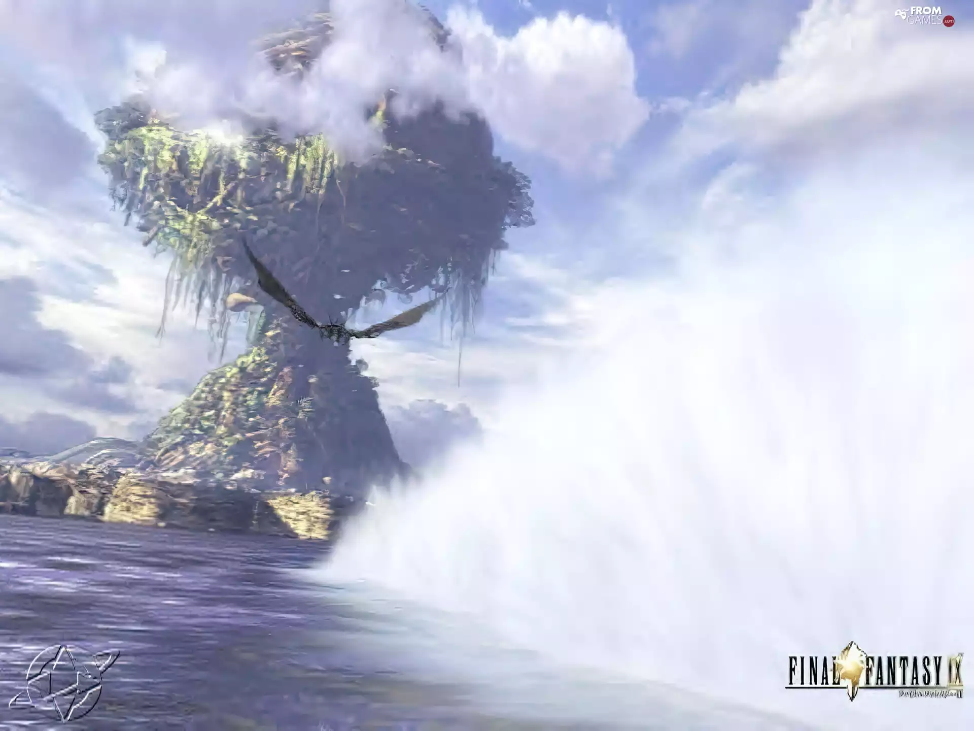 Final Fantasy, mountains, Castle, Dragon