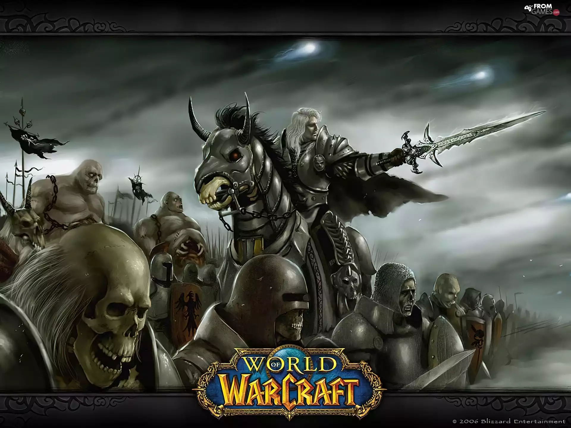 Horse, fantasy, skull, fighter, World of Warcraft