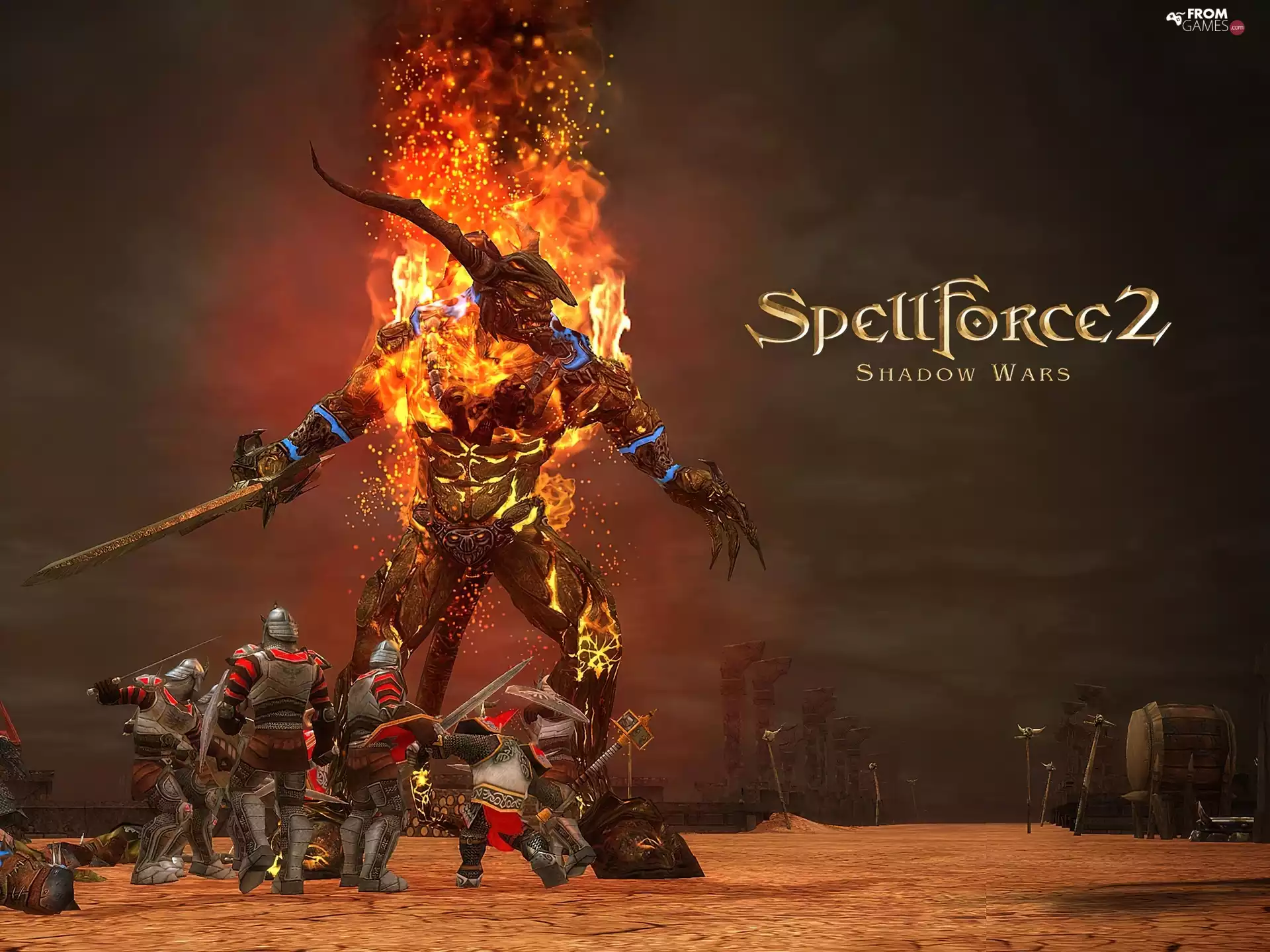 Big Fire, monster, Spellforce, sword