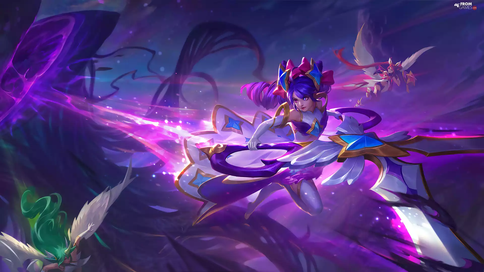 form, Gwen, Blue, starfish, Hair, League Of Legends, game, Women