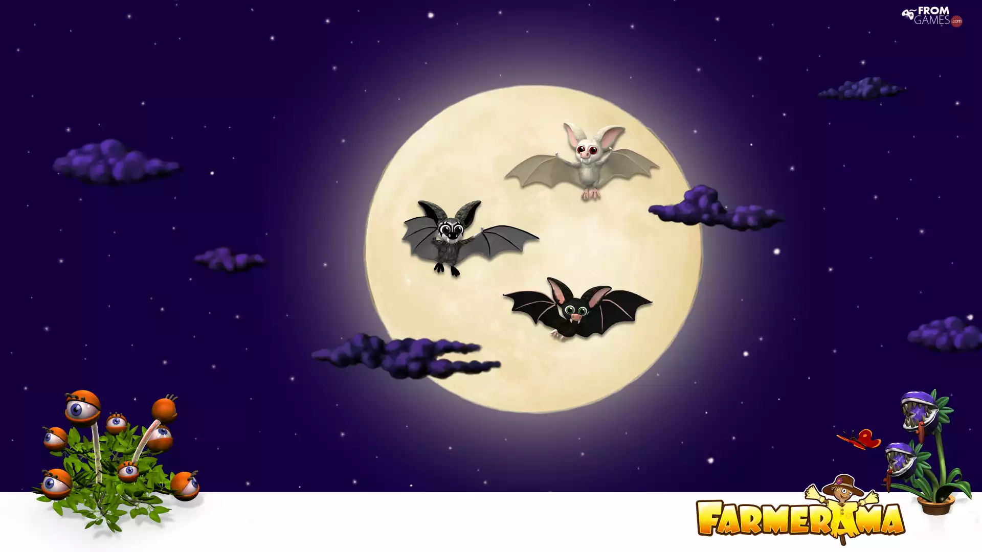 bats, Farmerama, plants, fullness, moon, game