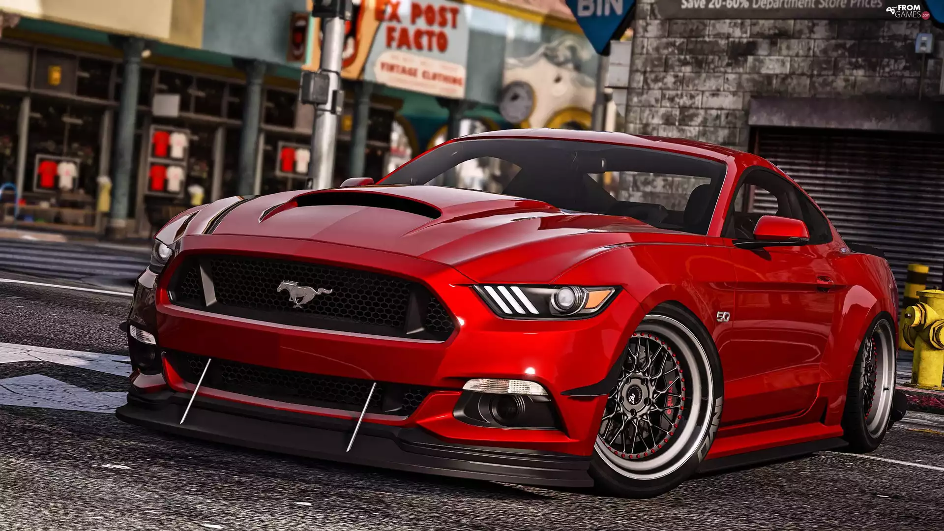 Ford Mustang GT350, Grand Theft Auto 5, Front, GTA 5, game, Red, Street