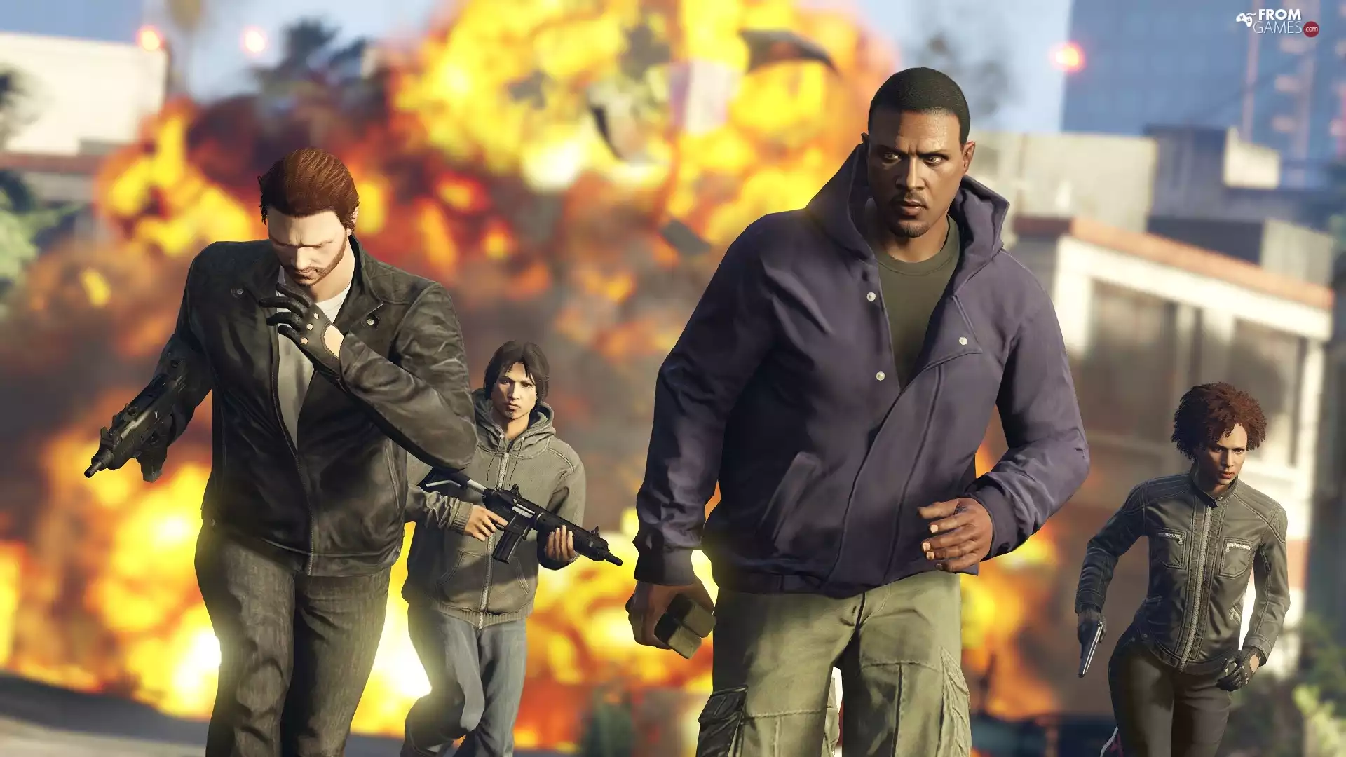 game, Characters, fire, Grand Theft Auto V