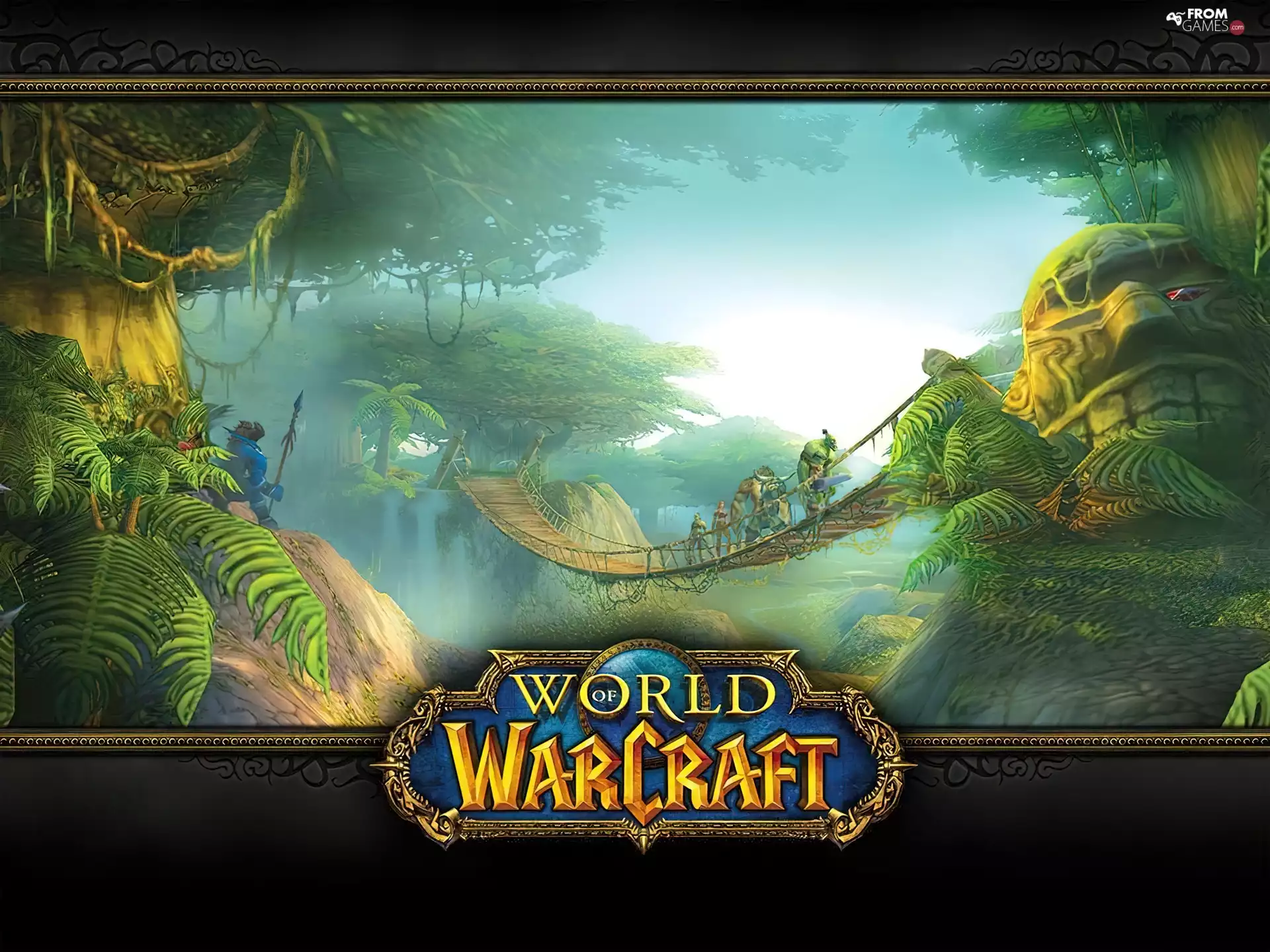 World of Warcraft, jungle, fantasy, bridge