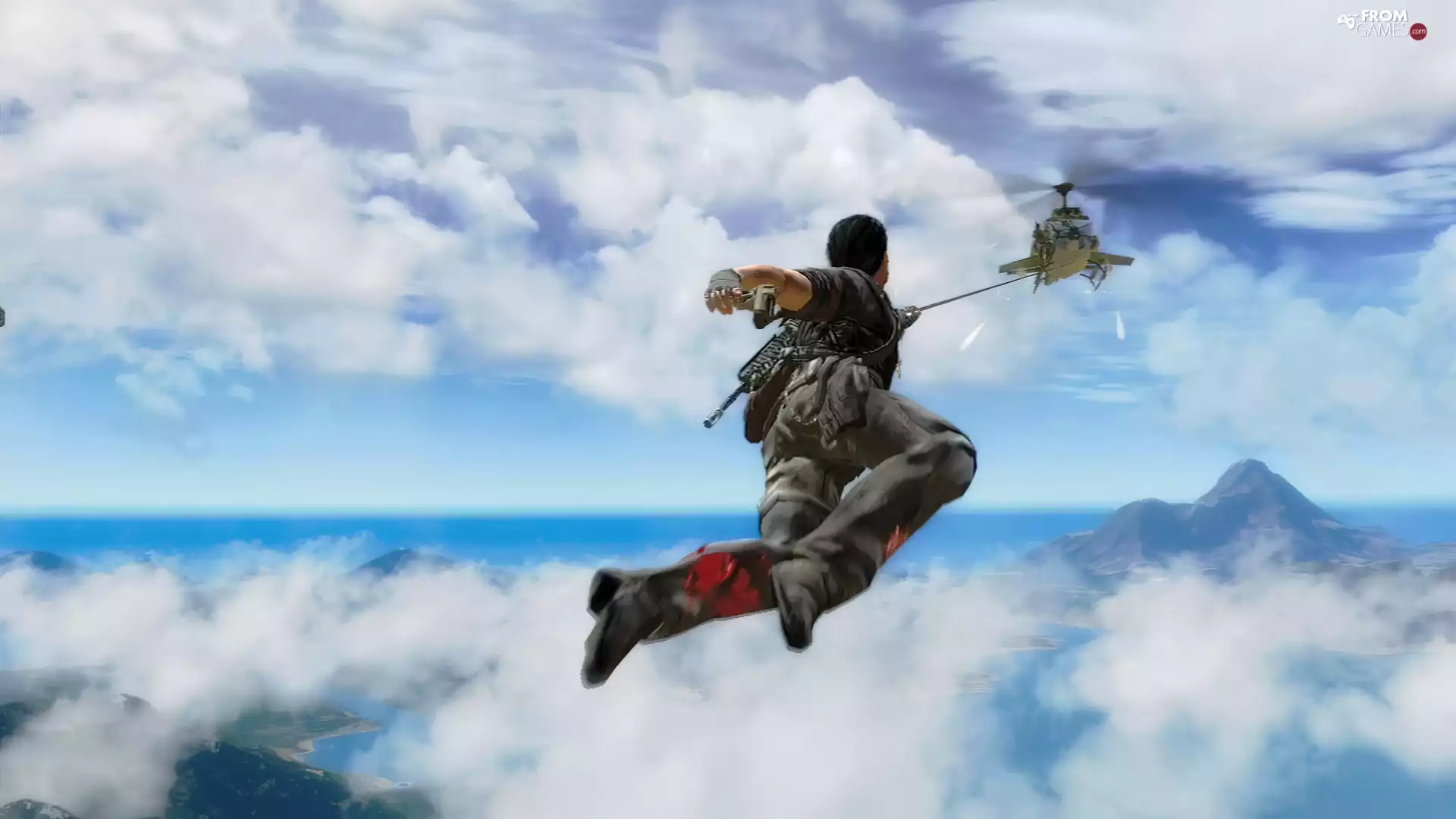 Helicopter, Just Cause 2, clouds