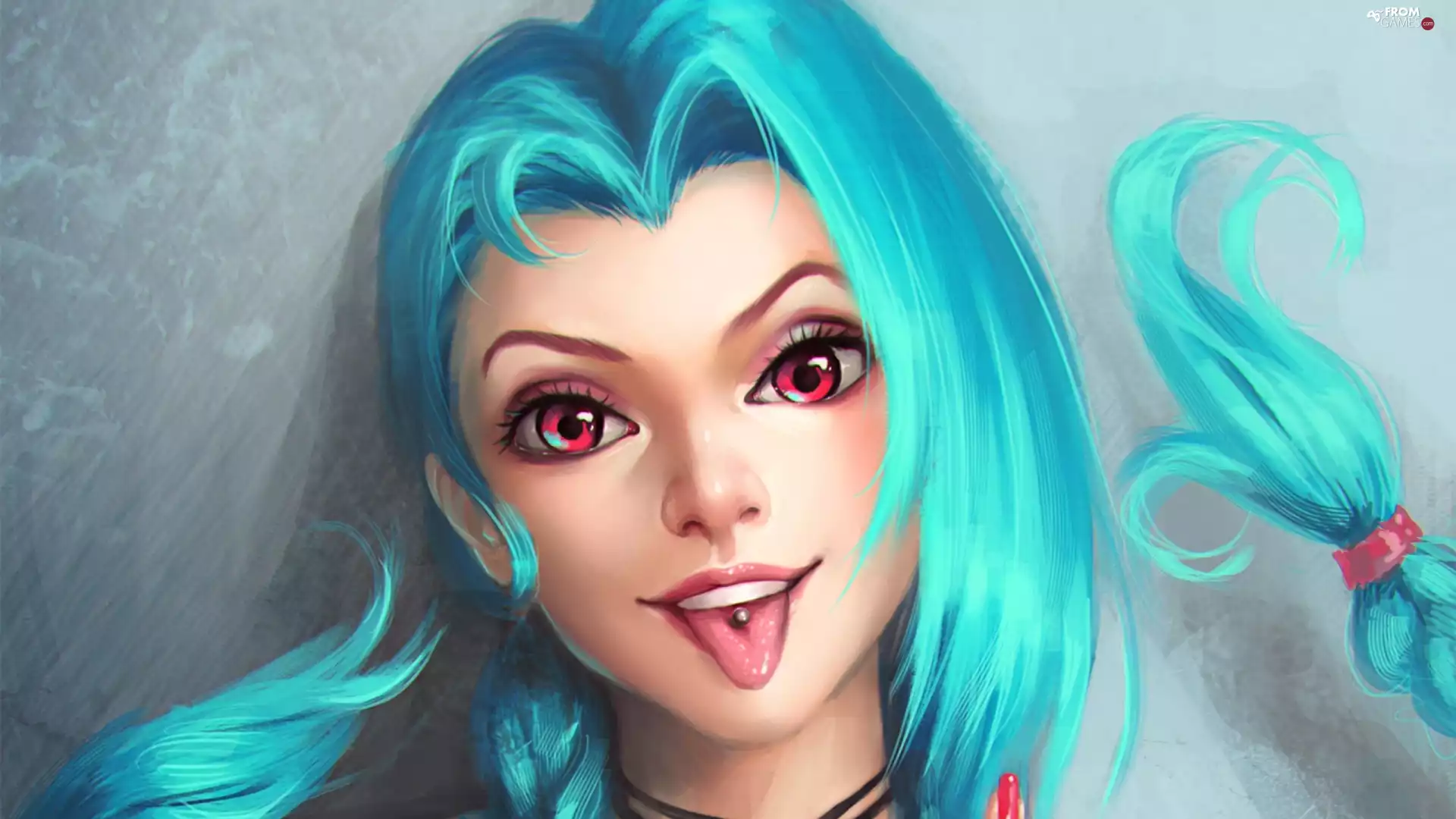 League, Of, Tounge, Legends, ear-ring, Jinx, form, game