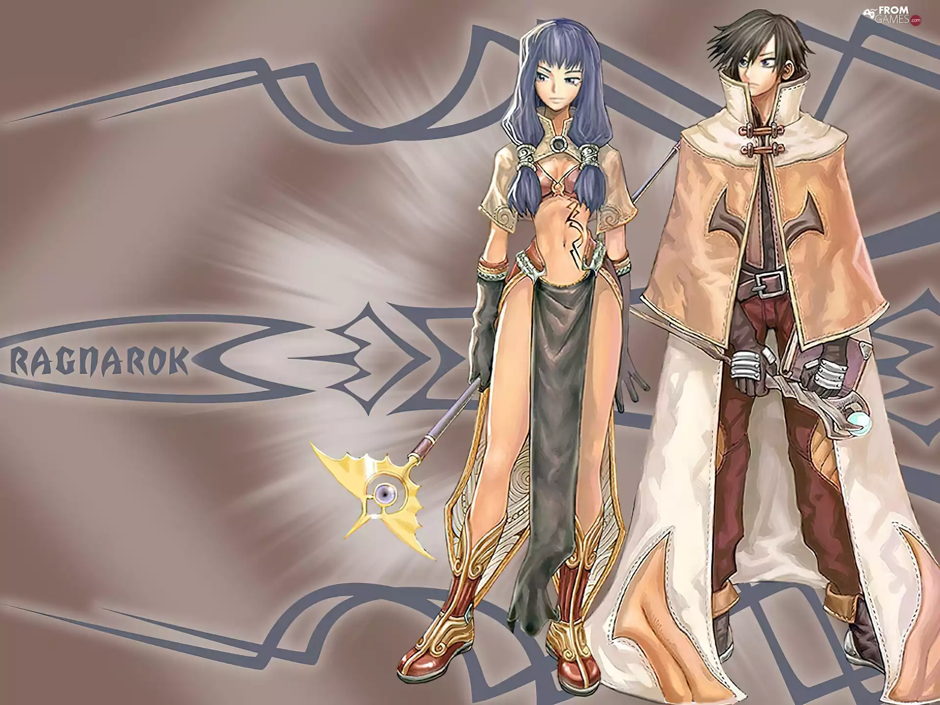 a man, Ragnarok, spear, Women, Characters, cape, magus