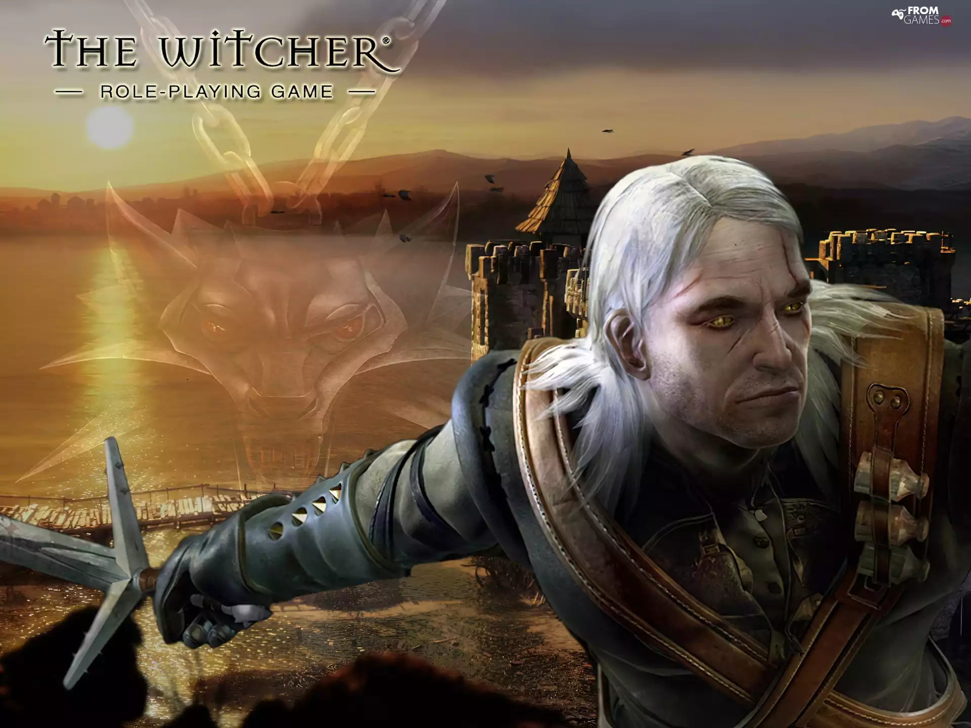amulet, talisman, a man, sword, the witcher