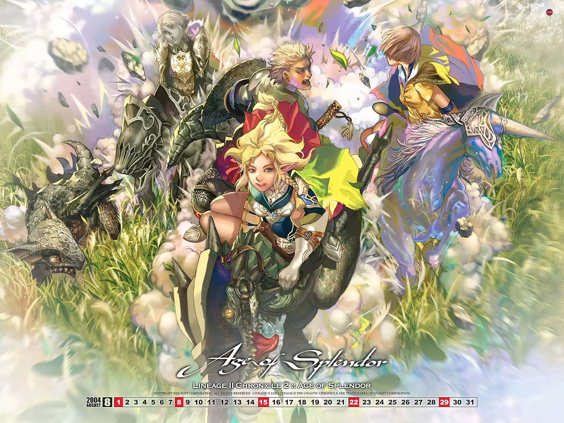 elf, Lineage 2, monster, Dragon, unicorn, Characters