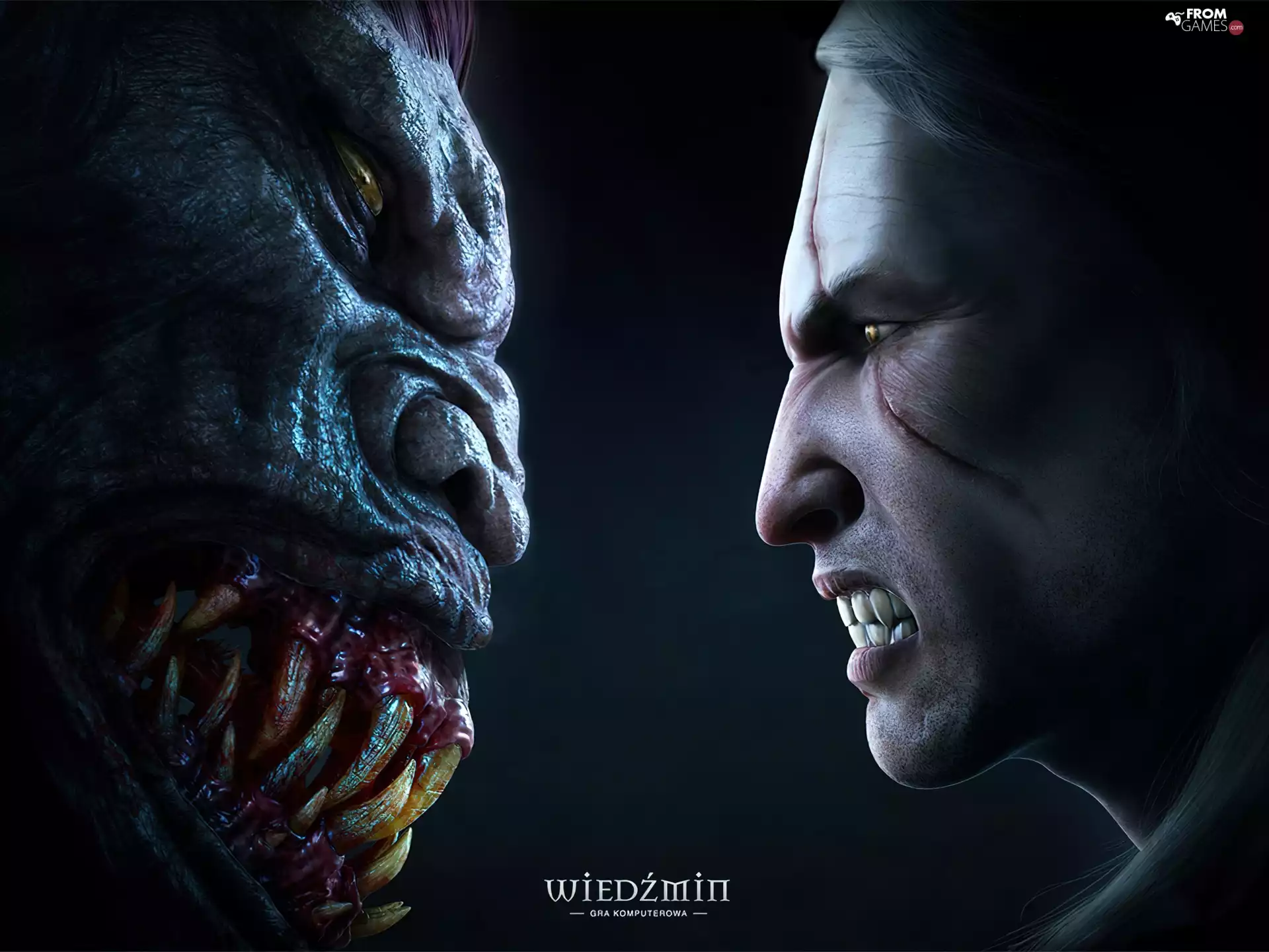 Teeth, a man, monster, canines, the witcher