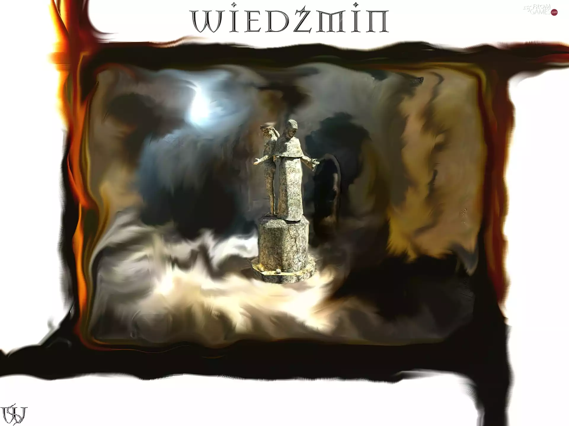 ligh, the witcher, flash, luminosity, sun, Statue monument