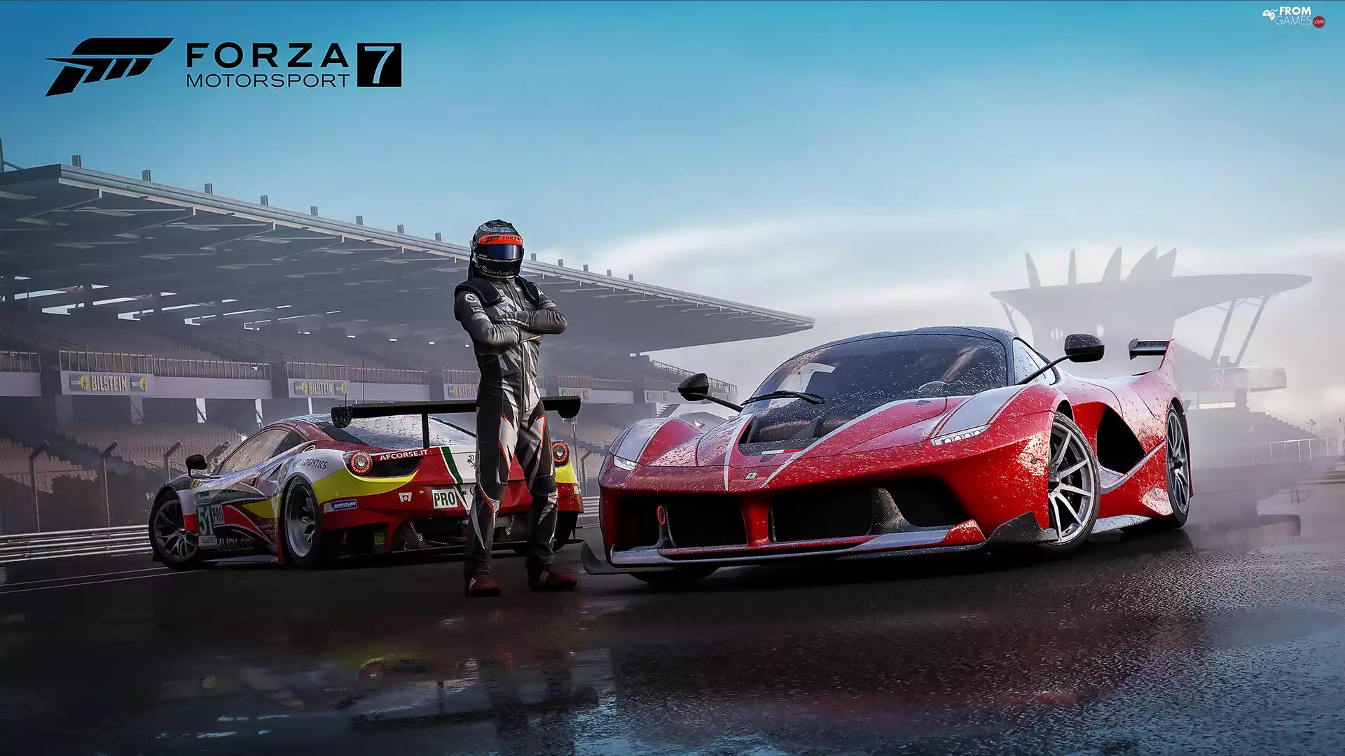 Red, driver, Forza Motorsport 7, Ferrari, game