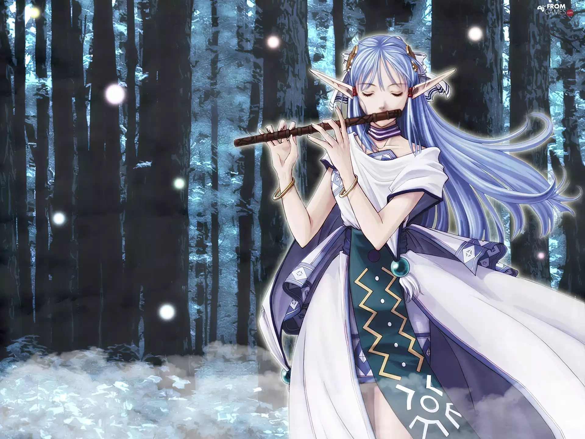 elf, form, graphics, Women, Ys Vi The Ark Of Napishtim, flute, Manga