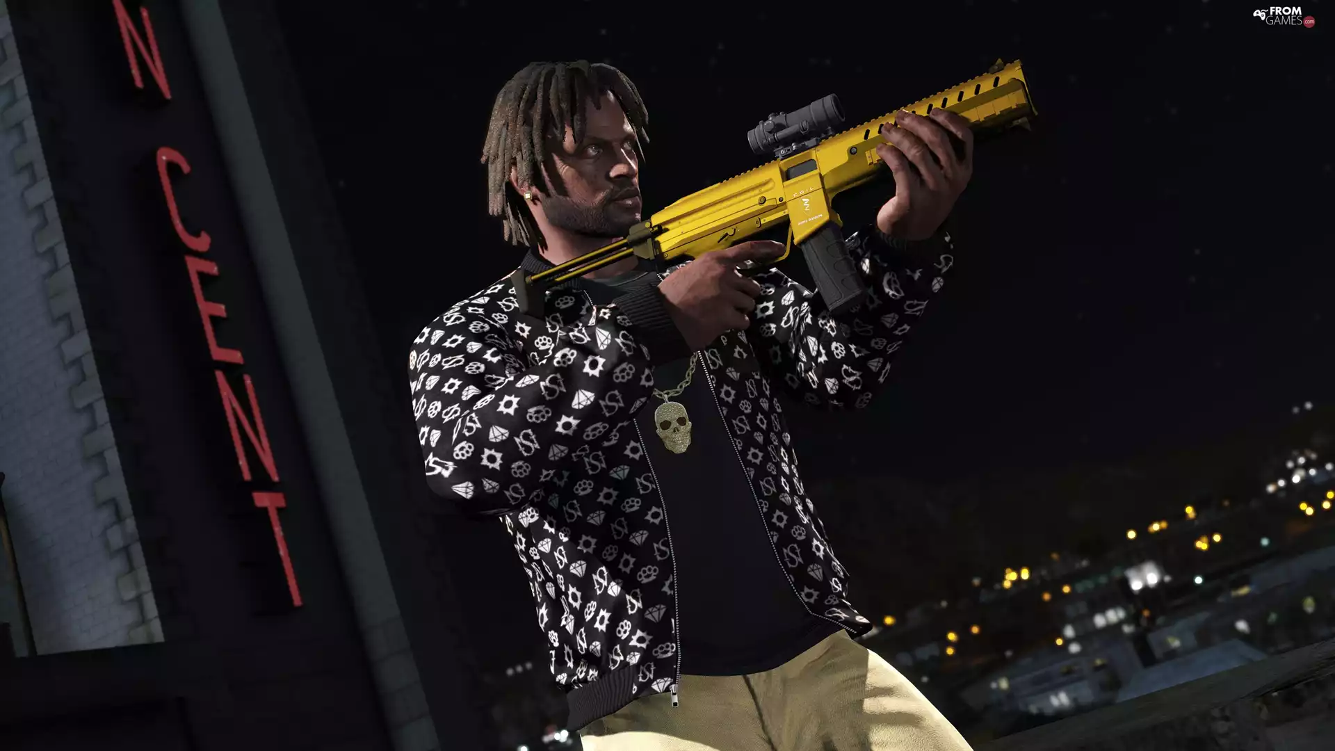 a man, Combat PDW submachine gun, Grand Theft Auto V, GTA 5, game