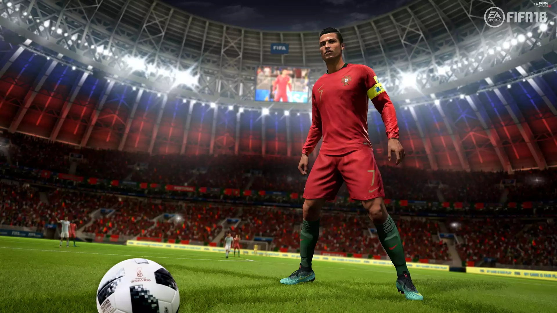 Playing Field, footballer, game, FIFA 18, grass, Cristiano Ronaldo