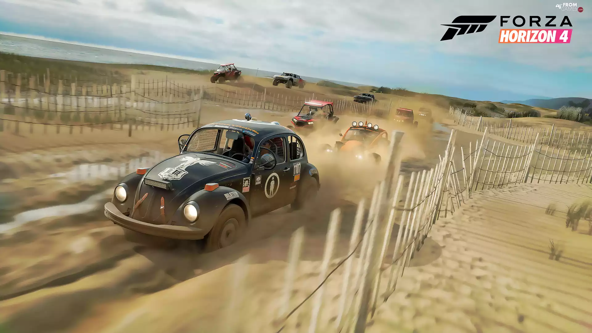 race, Forza Horizon 4, Fance, route, Sand, Volkswagen Beetle