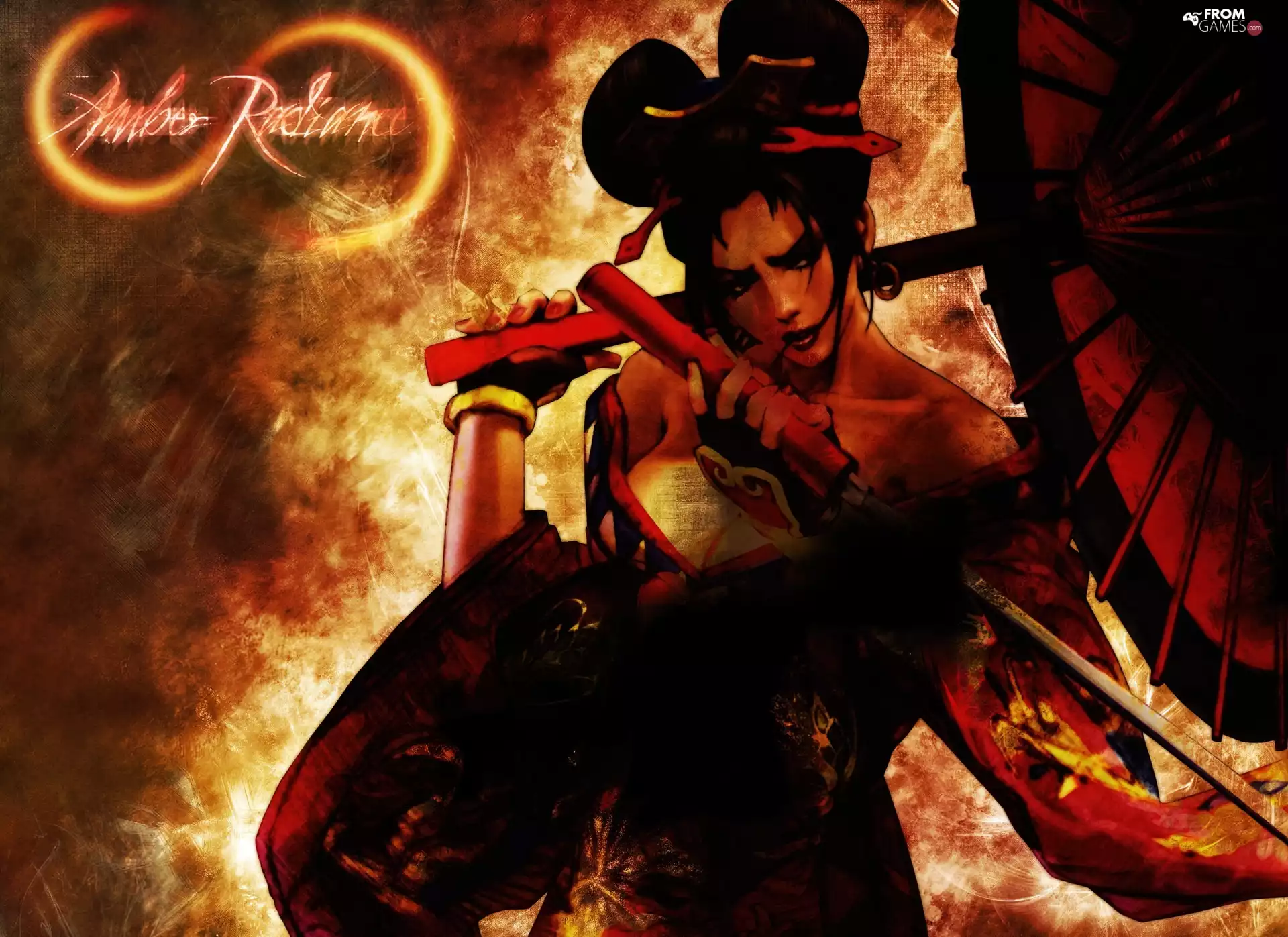 Umbrella, Big Fire, Setsuka, Soul Calibur, Women