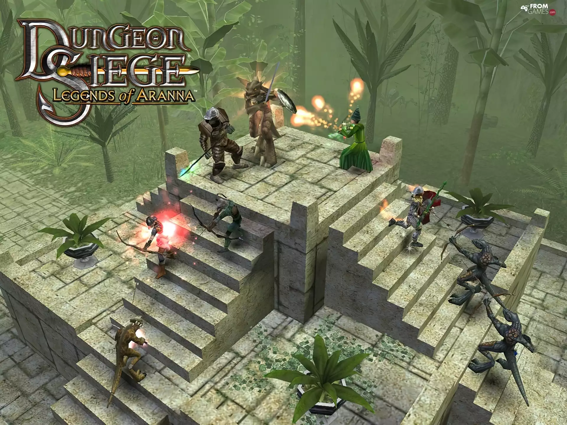 Dungeon Siege, Stairs, mount, Characters