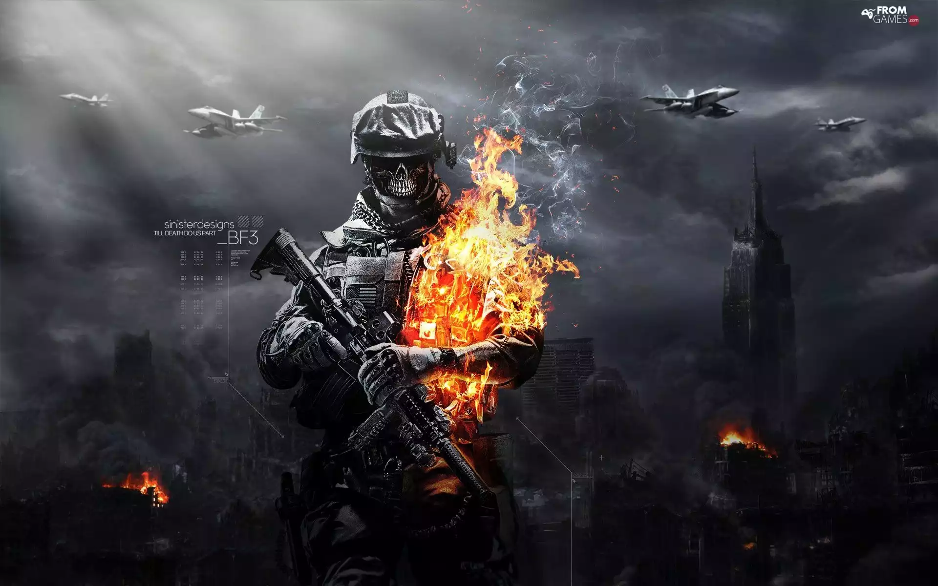 skull, Battlefield 3, soldier, Explosions, Weapons, war