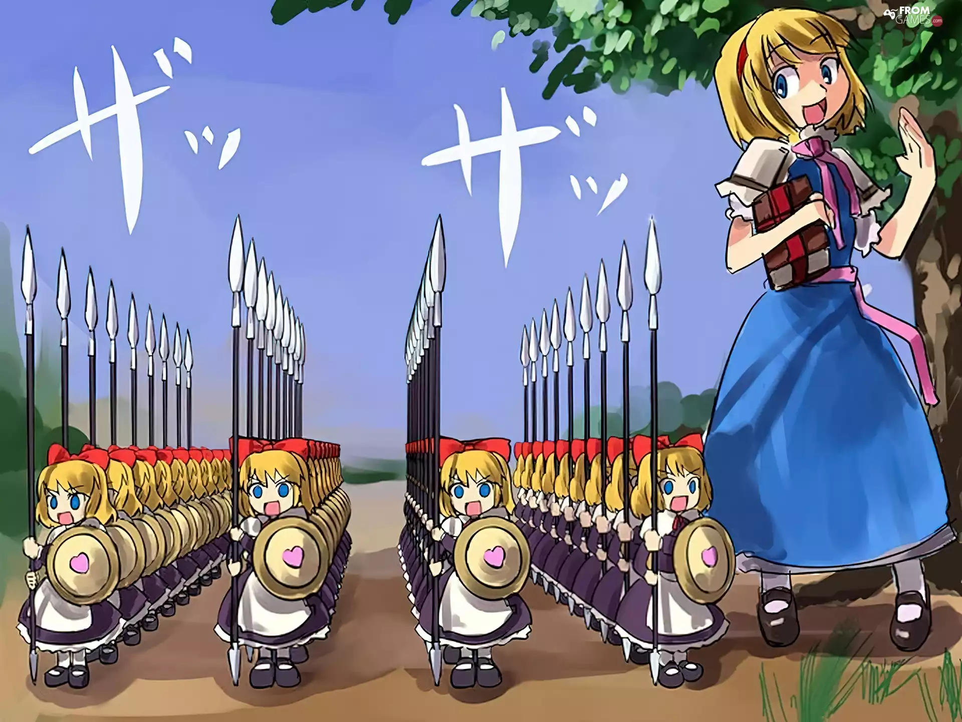 spears, Touhou, warriors