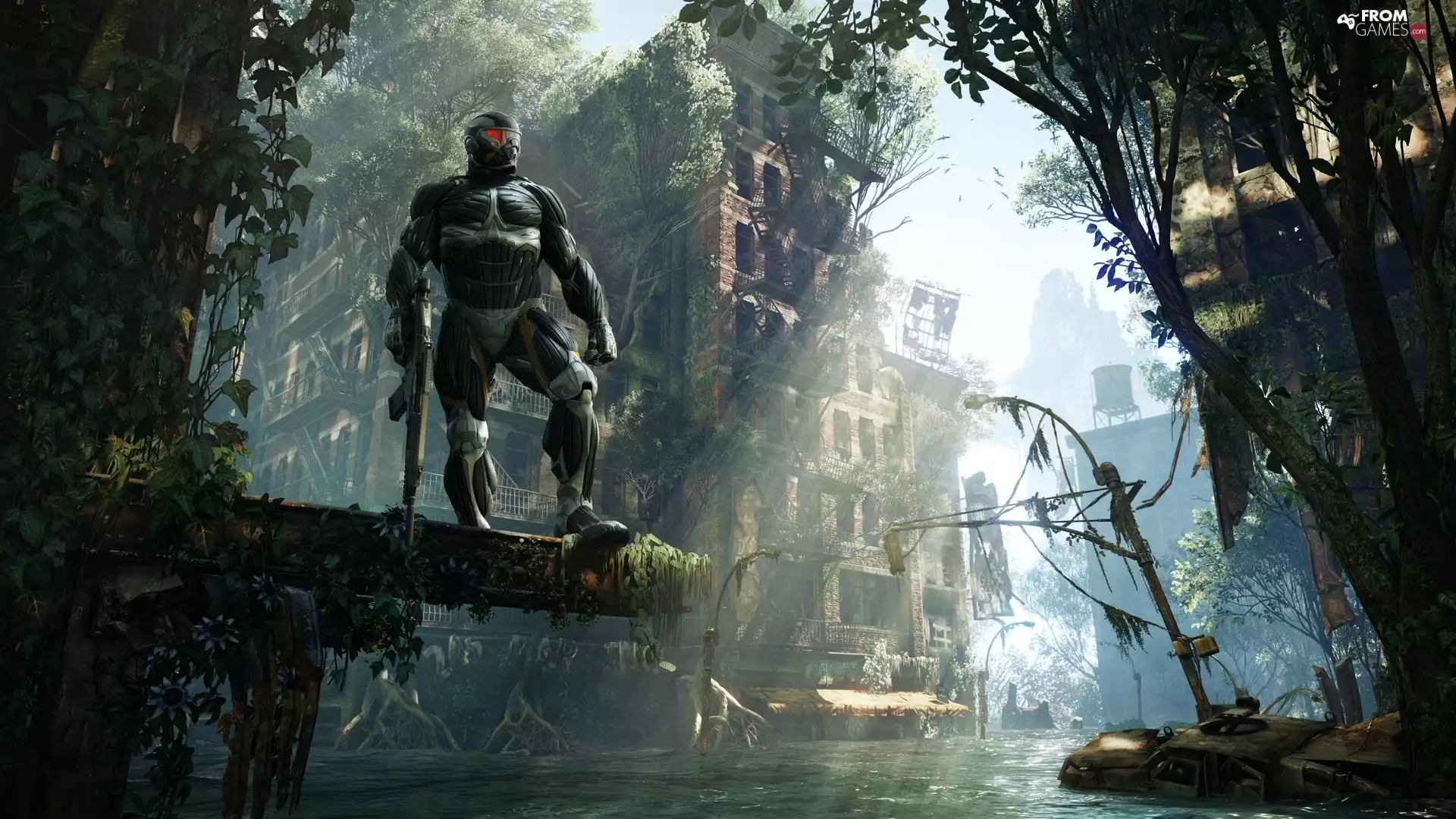 form, Crysis 3, trees, viewes, water, armed