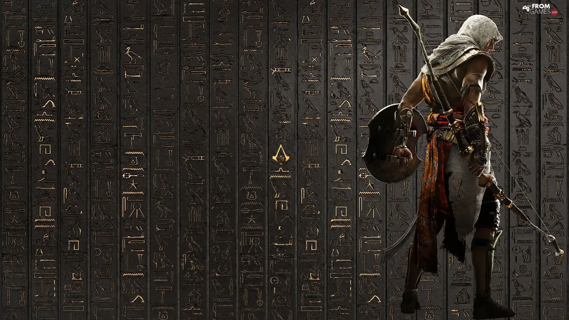 Assassins Creed Origins, wall, Hieroglyphics, Bayek
