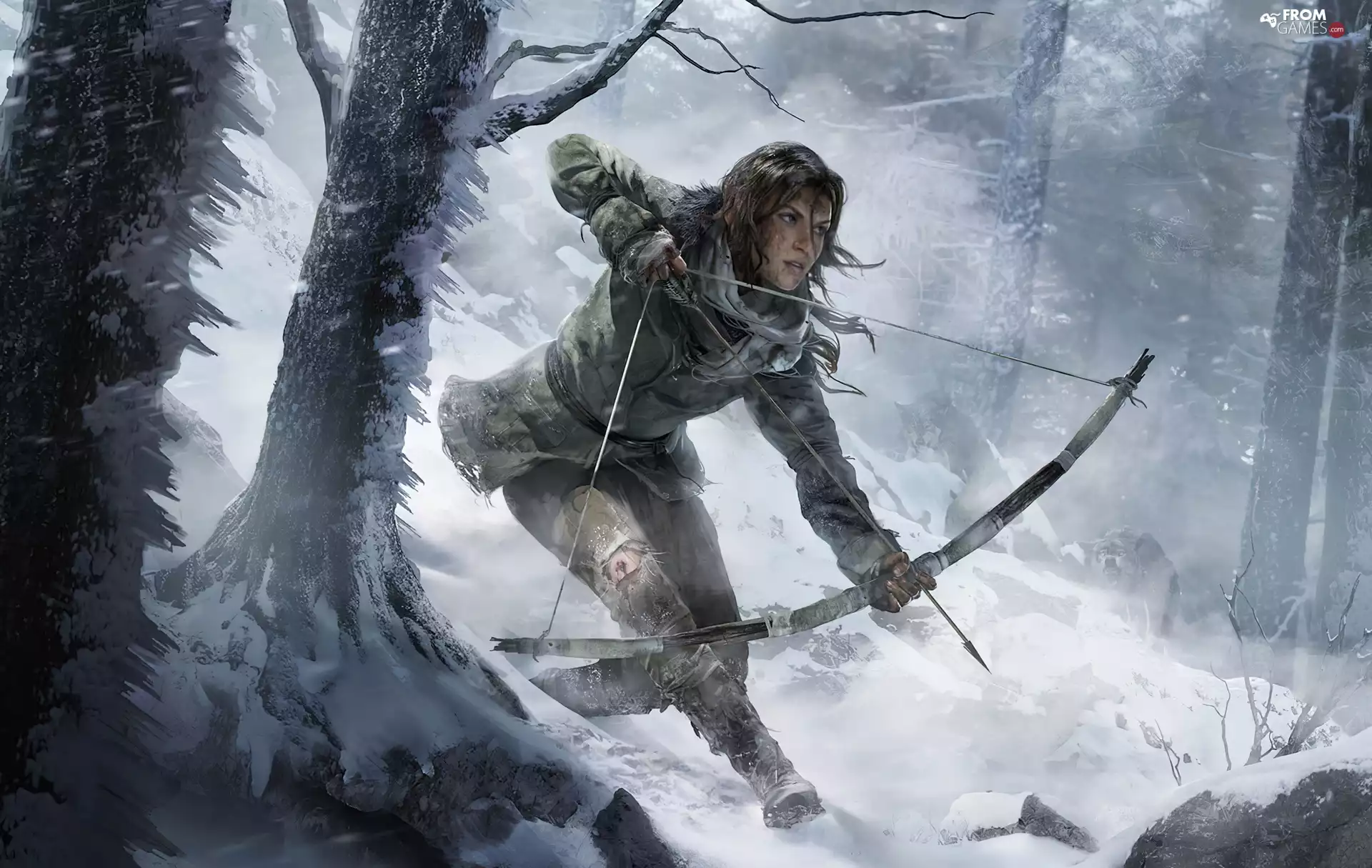 girl, winter, Tomb Raider, Bow