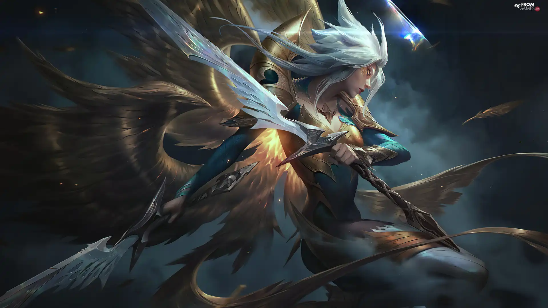 Women, form, wings, angel, Weapons, League Of Legends, game, Kayle