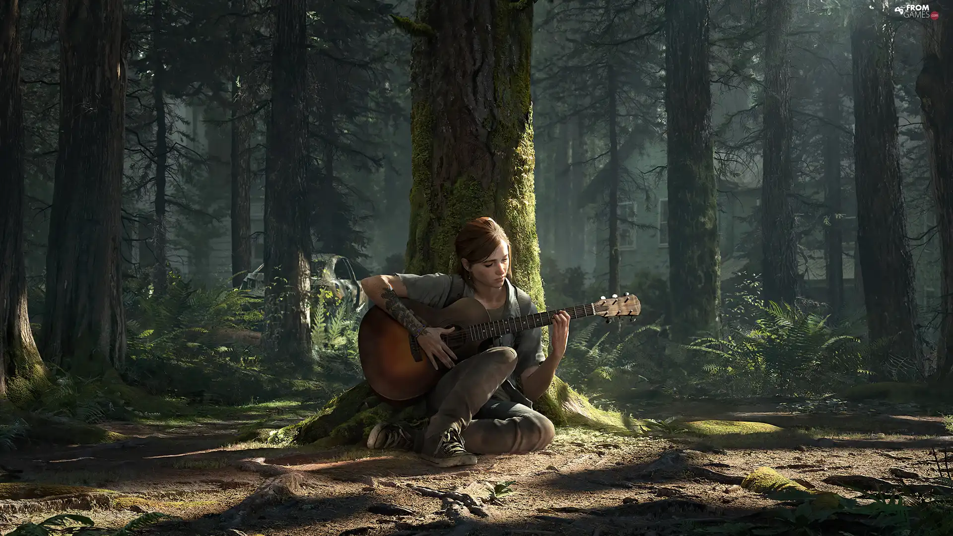 Women, game, trees, forest, Guitar, The Last Of Us