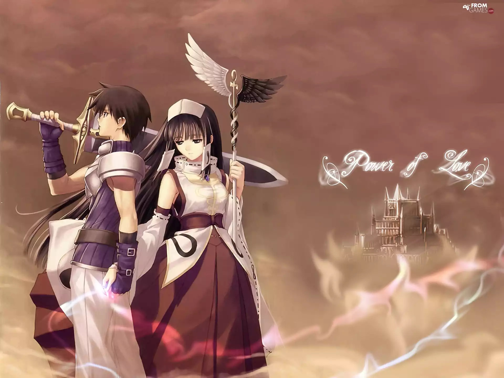 a man, Shining Tears, sword, Castle, form, Women