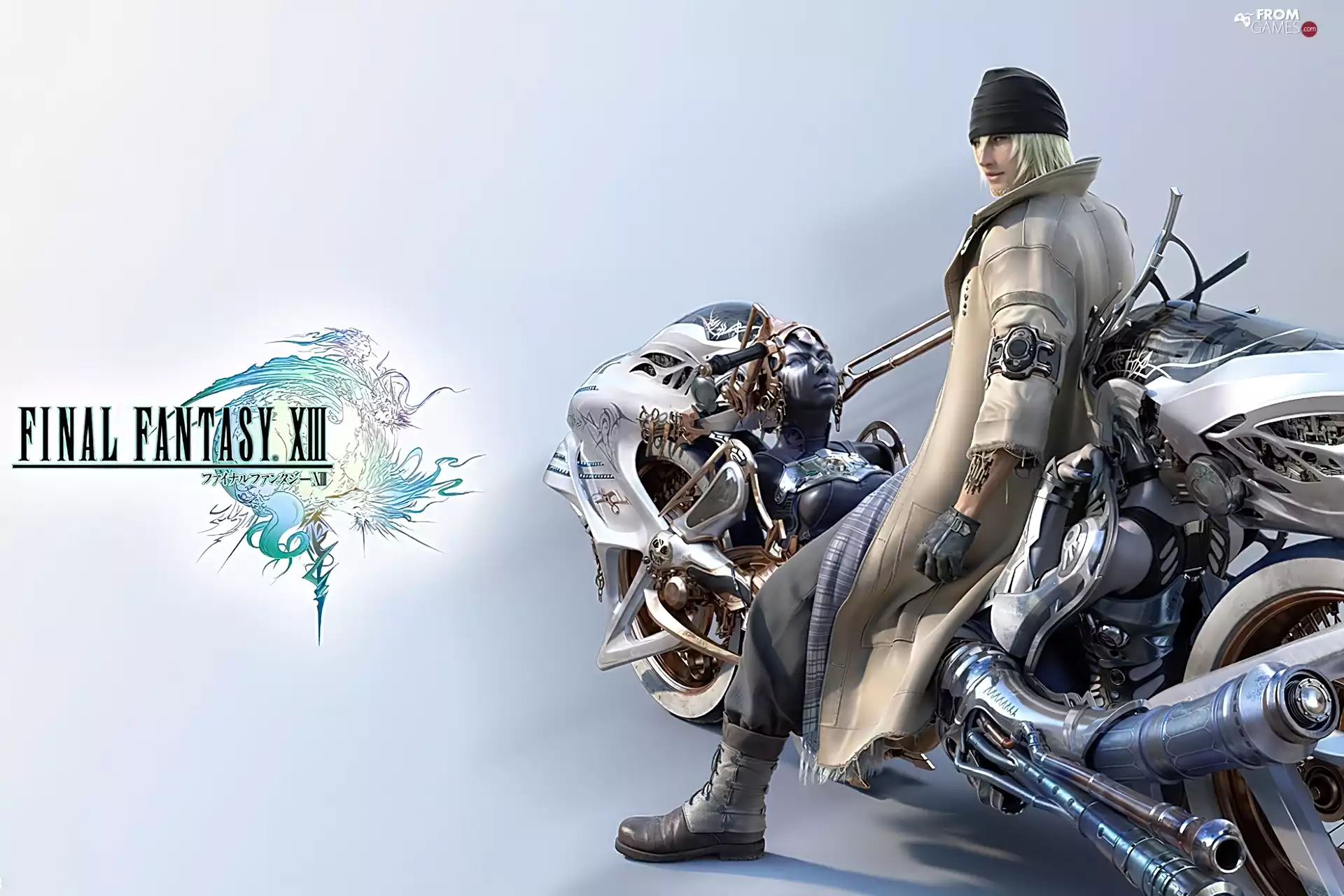 Motorbike, Final Fantasy XIII, a man