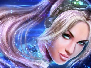 girl, Computer game, Eyes, Smile, blue, Starcraft 2