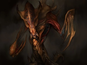 Starcraft 2, wings, canines, monster